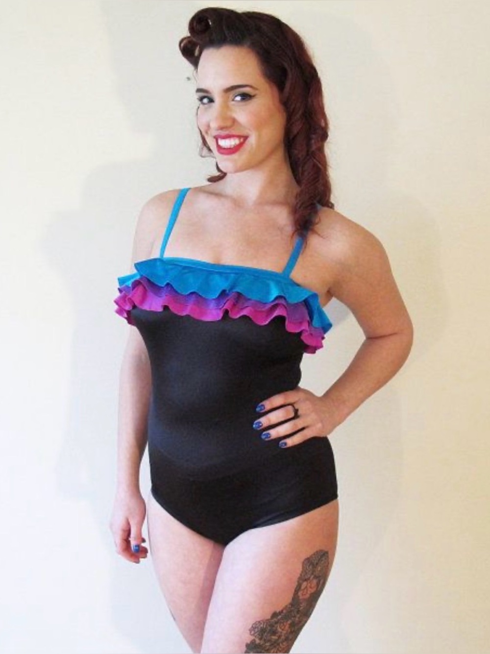 Vintage ruffle one piece